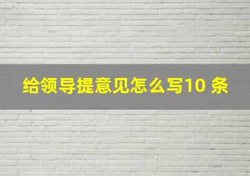 给领导提意见怎么写10 条